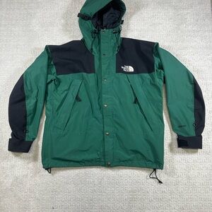 Vintage The North Face Men's Green and Black Goretex Rain Jacket